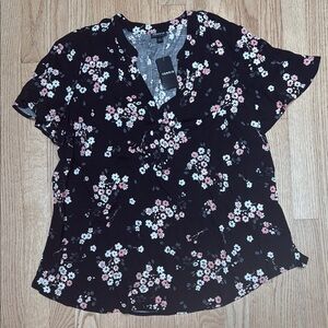 Torrid Black Ruffled Short Sleeve Blouse